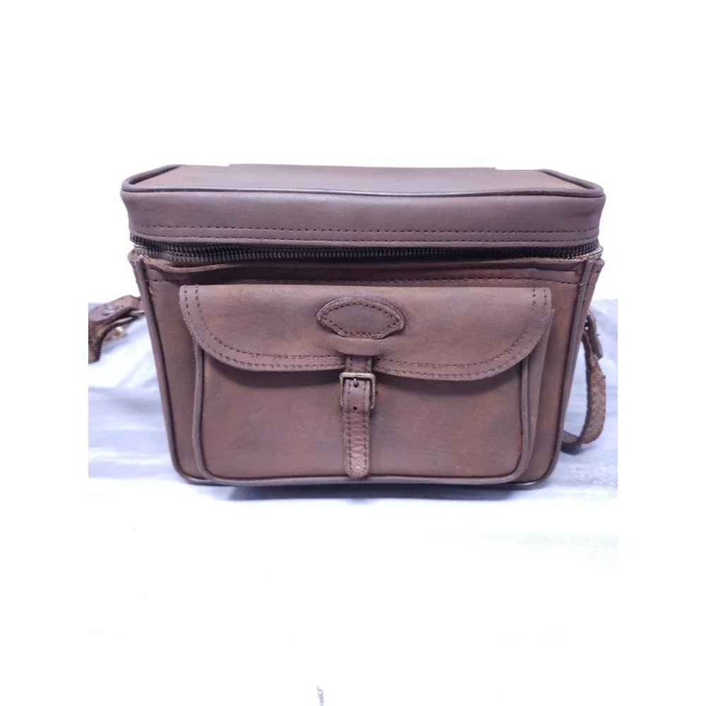 Vtg Perrin USA Top Grade Cowhide Tan Leather 'The Sportsman' #501 Camera‎ Bag